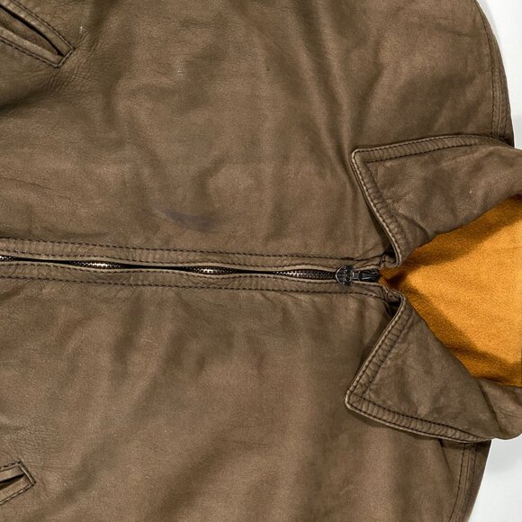 Vintage Valentino Pelle Brown Nubuck Leather Long Coat coat men's size Large - Picture 10 of 11